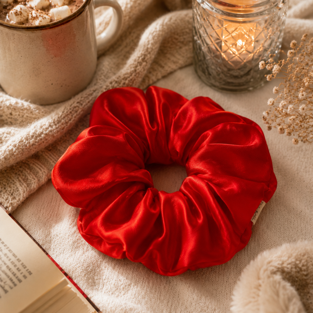 Crimson Bloom Scrunchie
