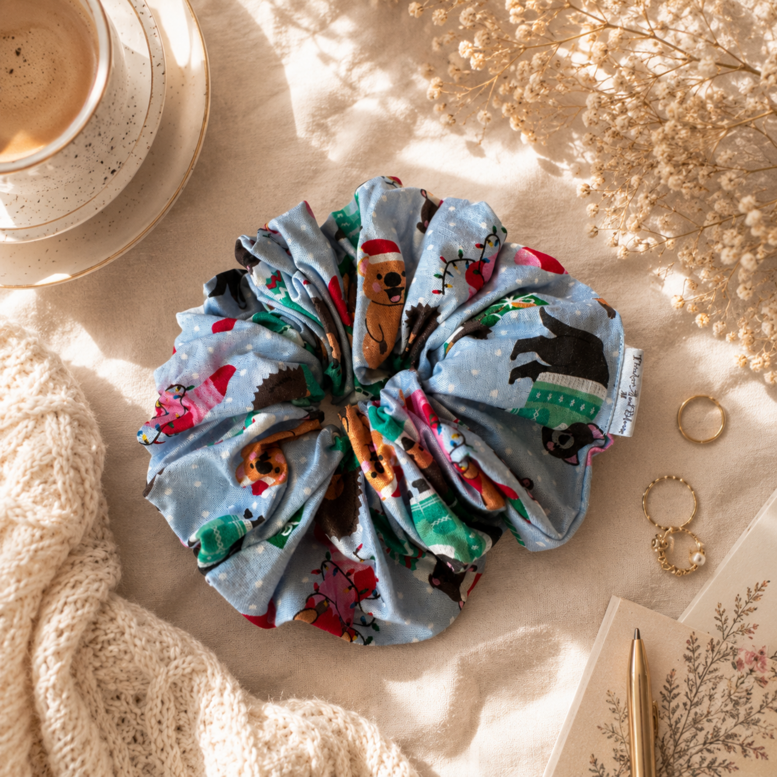 Jingle Jammies Christmas Scrunchie | Handmade Festive Hair Accessory