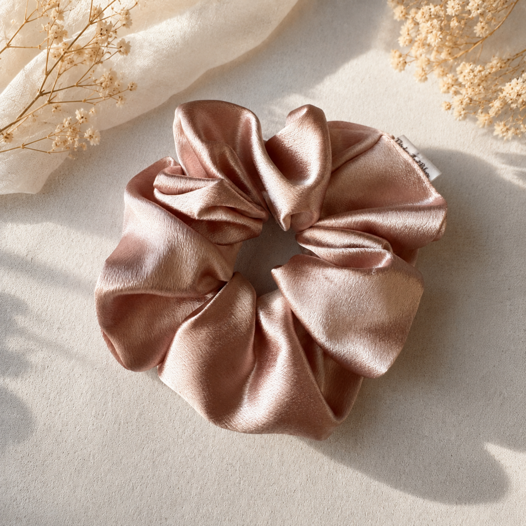 Pink Blush Satin Scrunchie