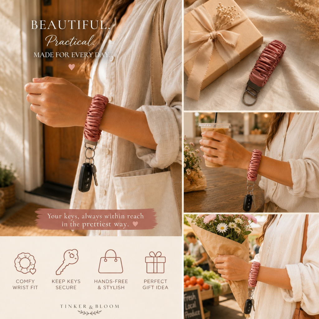 Rose Gold Wristlet Keychain