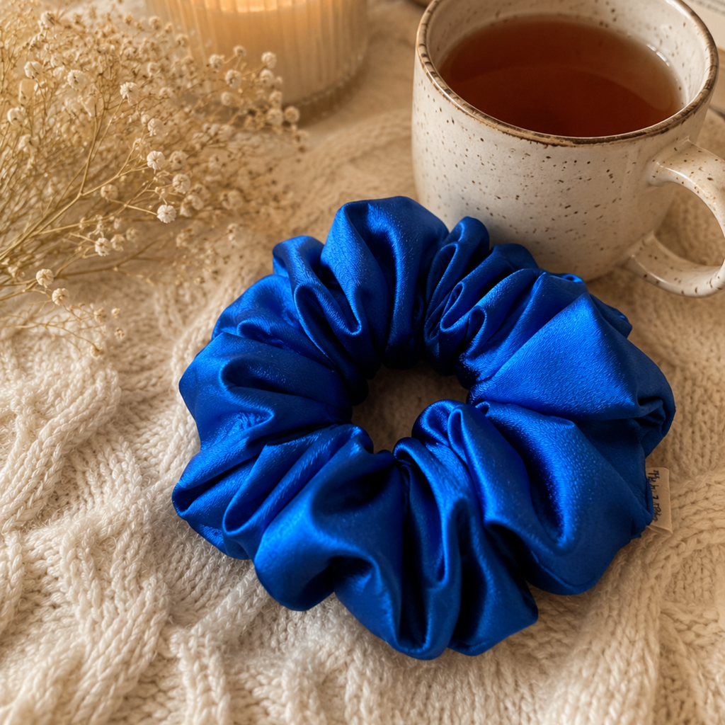 Royal Blue Satin Scrunchie