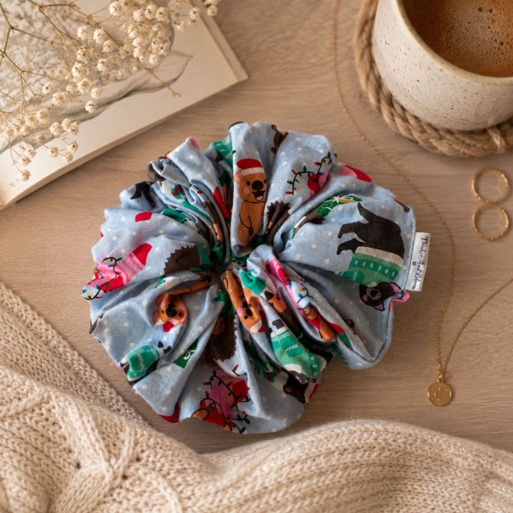 Jingle Jammies Christmas Scrunchie | Handmade Festive Hair Accessory