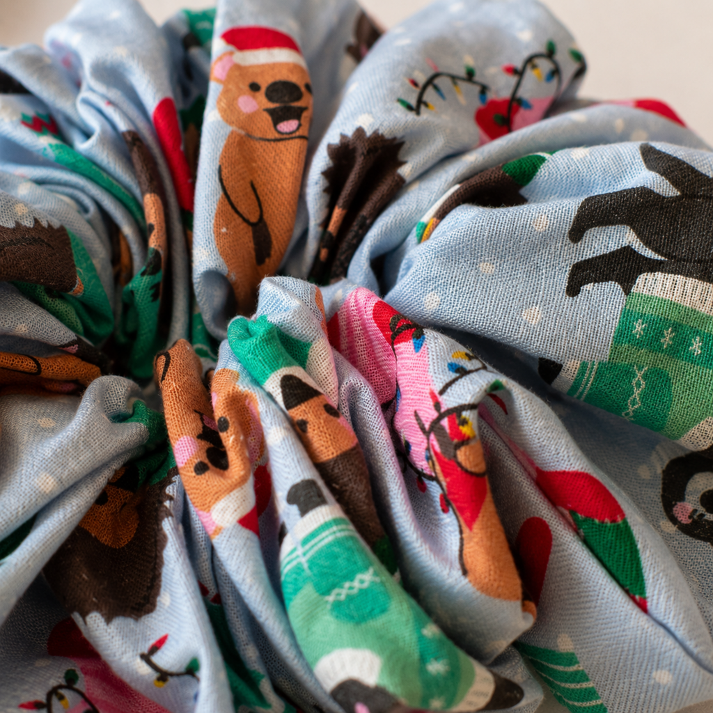 Jingle Jammies Christmas Scrunchie | Handmade Festive Hair Accessory