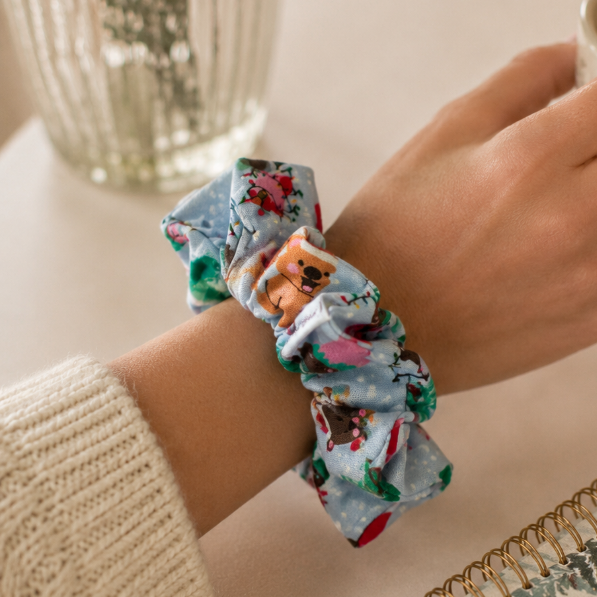 Jingle Jammies Christmas Scrunchie | Handmade Festive Hair Accessory