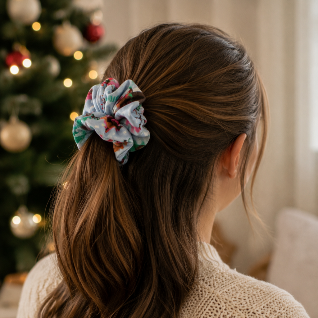 Jingle Jammies Christmas Scrunchie | Handmade Festive Hair Accessory