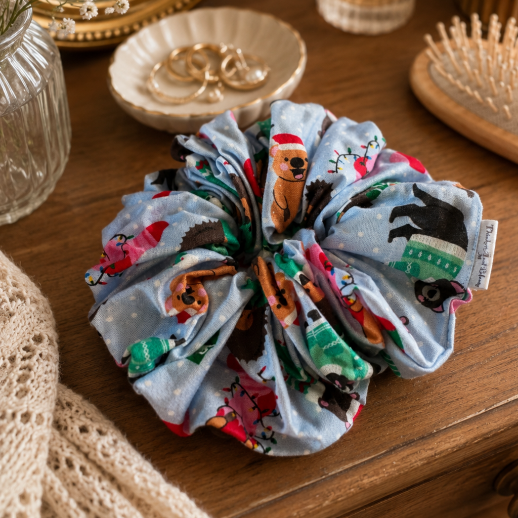 Jingle Jammies Christmas Scrunchie | Handmade Festive Hair Accessory