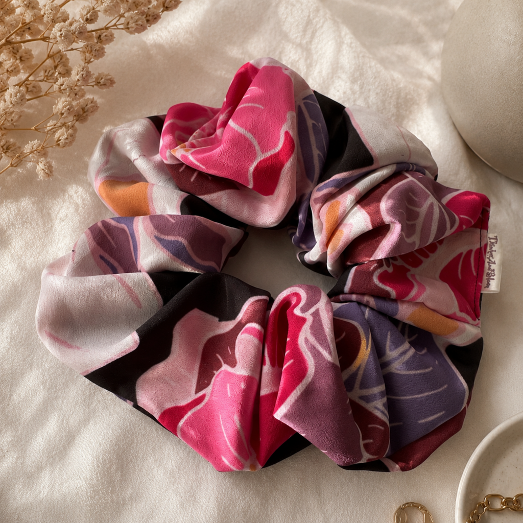 Wild Bloom Scrunchie – Large Handmade Floral Scrunchie