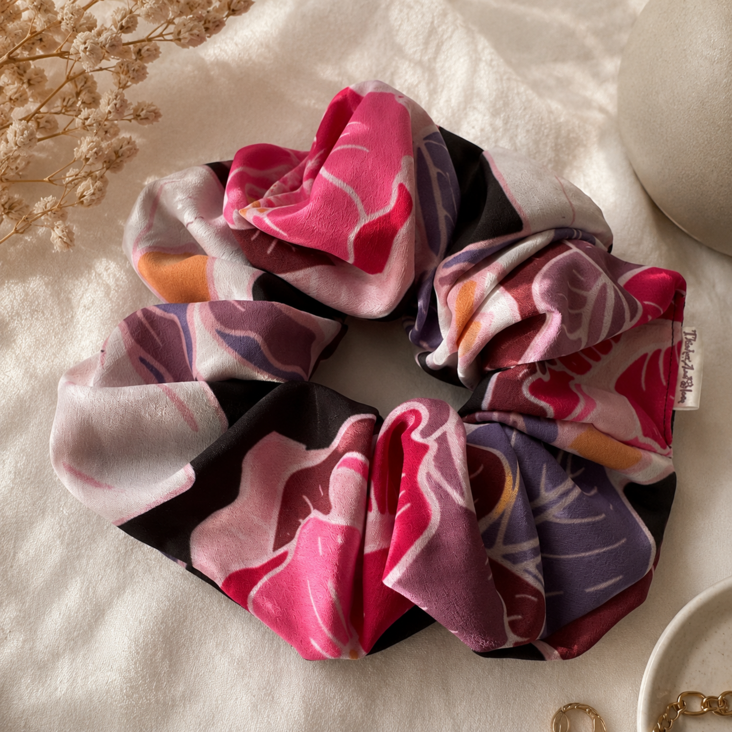 Wild Bloom Scrunchie – Large Handmade Floral Scrunchie