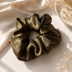 Olive Luxe Large Satin Scrunchie - Handmade