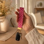 Pink Gold Flake Wristlet Keychain