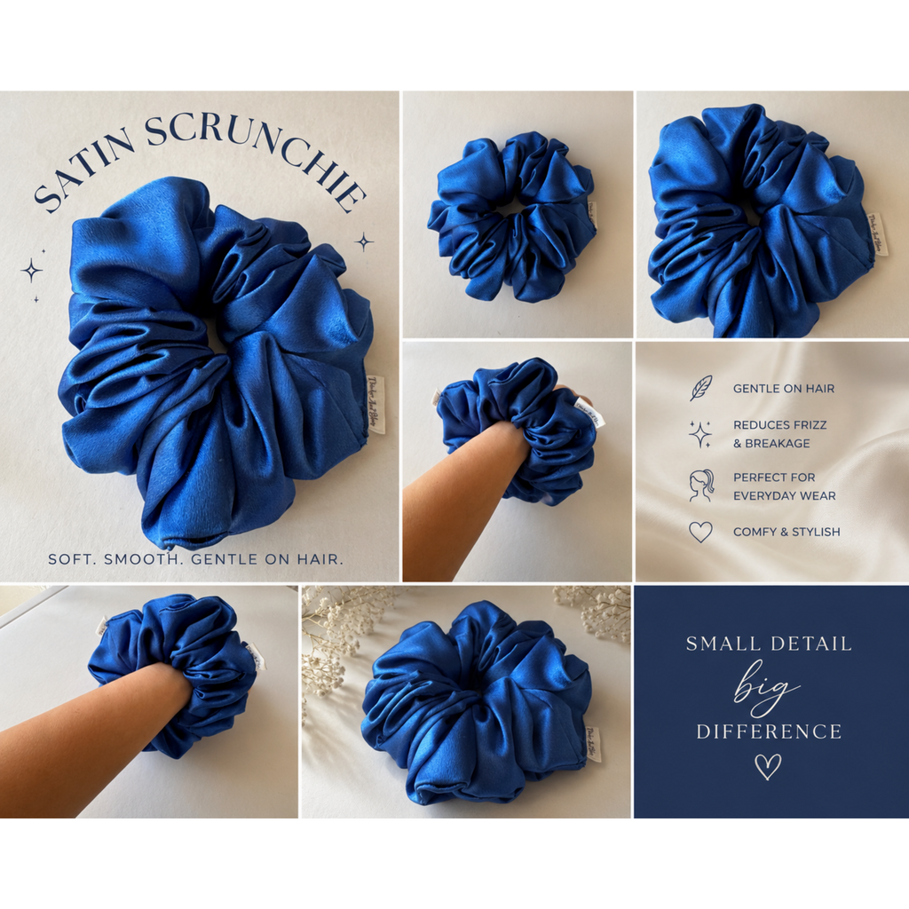 Royal Blue Satin Scrunchie