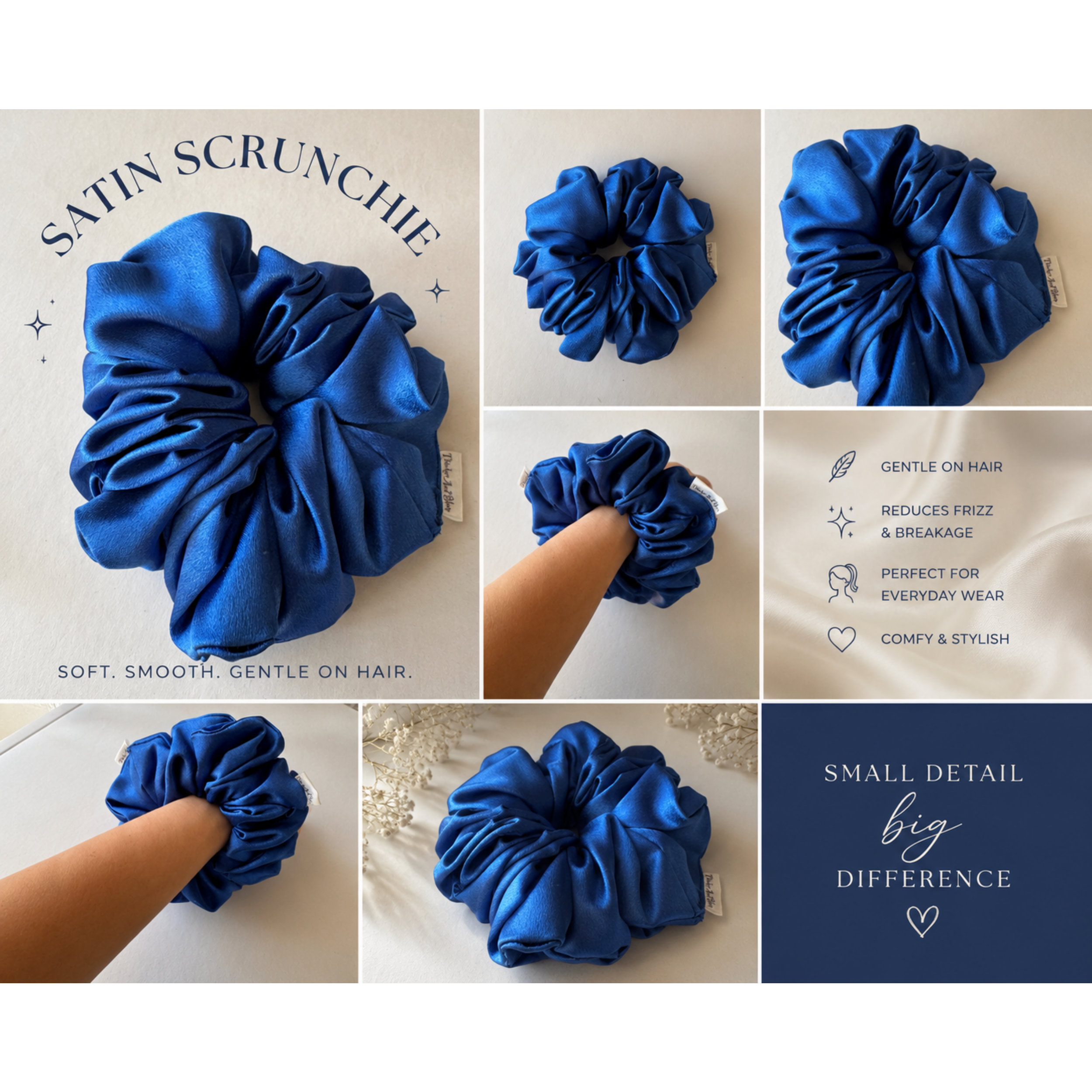 Royal Blue Satin Scrunchie