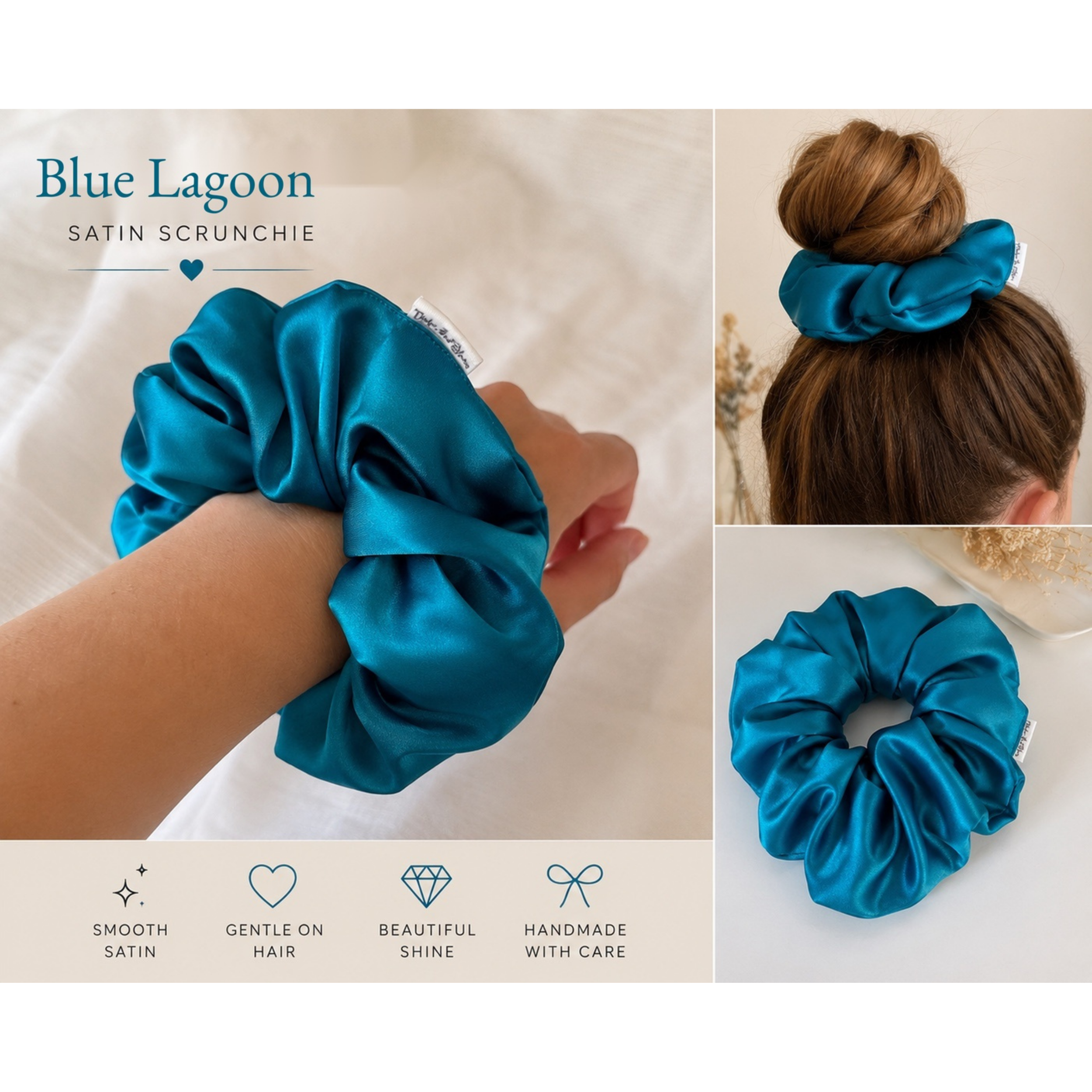 Blue Lagoon Satin Scrunchie