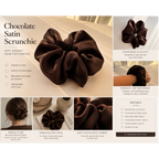 Truffle Twist Scrunchie – Handmade Chocolate Brown Satin Hair Scrunchie | Oversized Soft Scrunchie | Elegant Hair Tie | Gift for Her