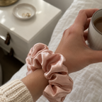 Pink Blush Satin Scrunchie