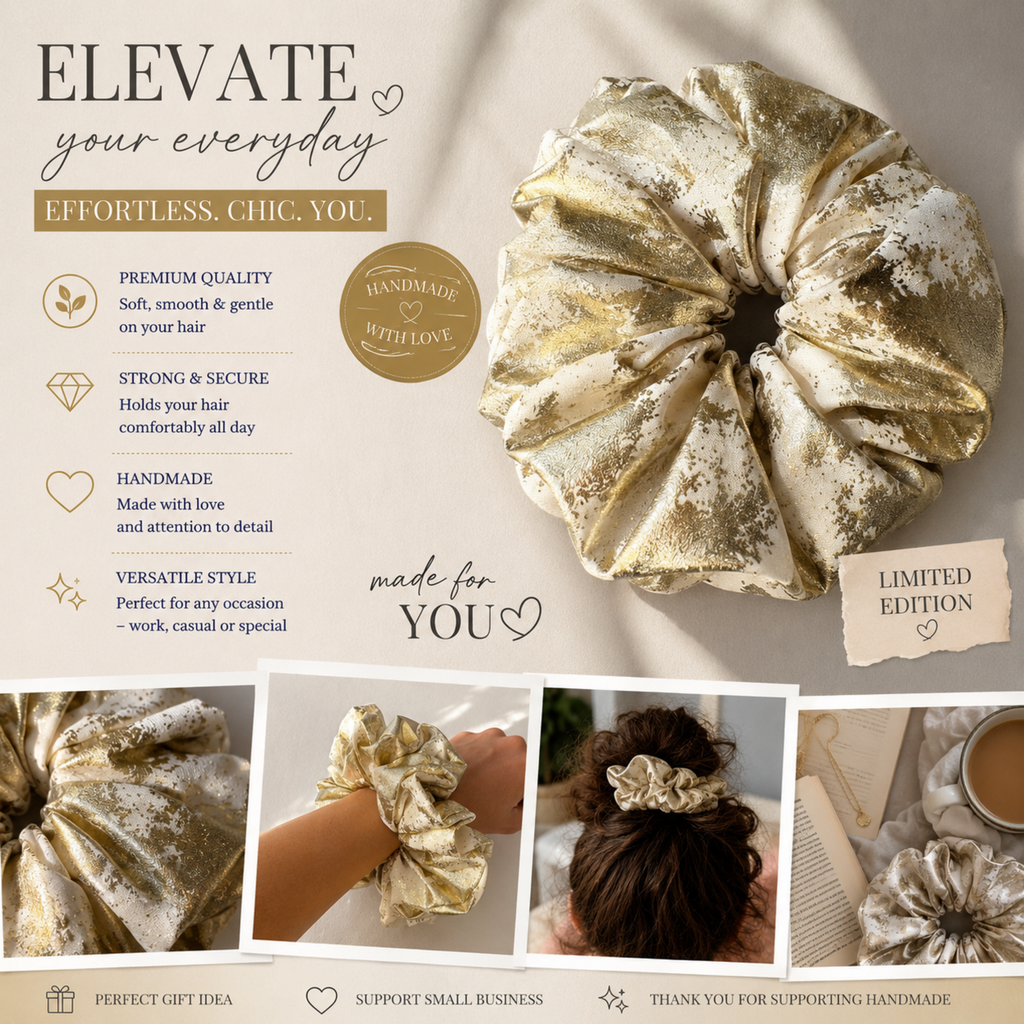Champagne Gold Satin Scrunchie