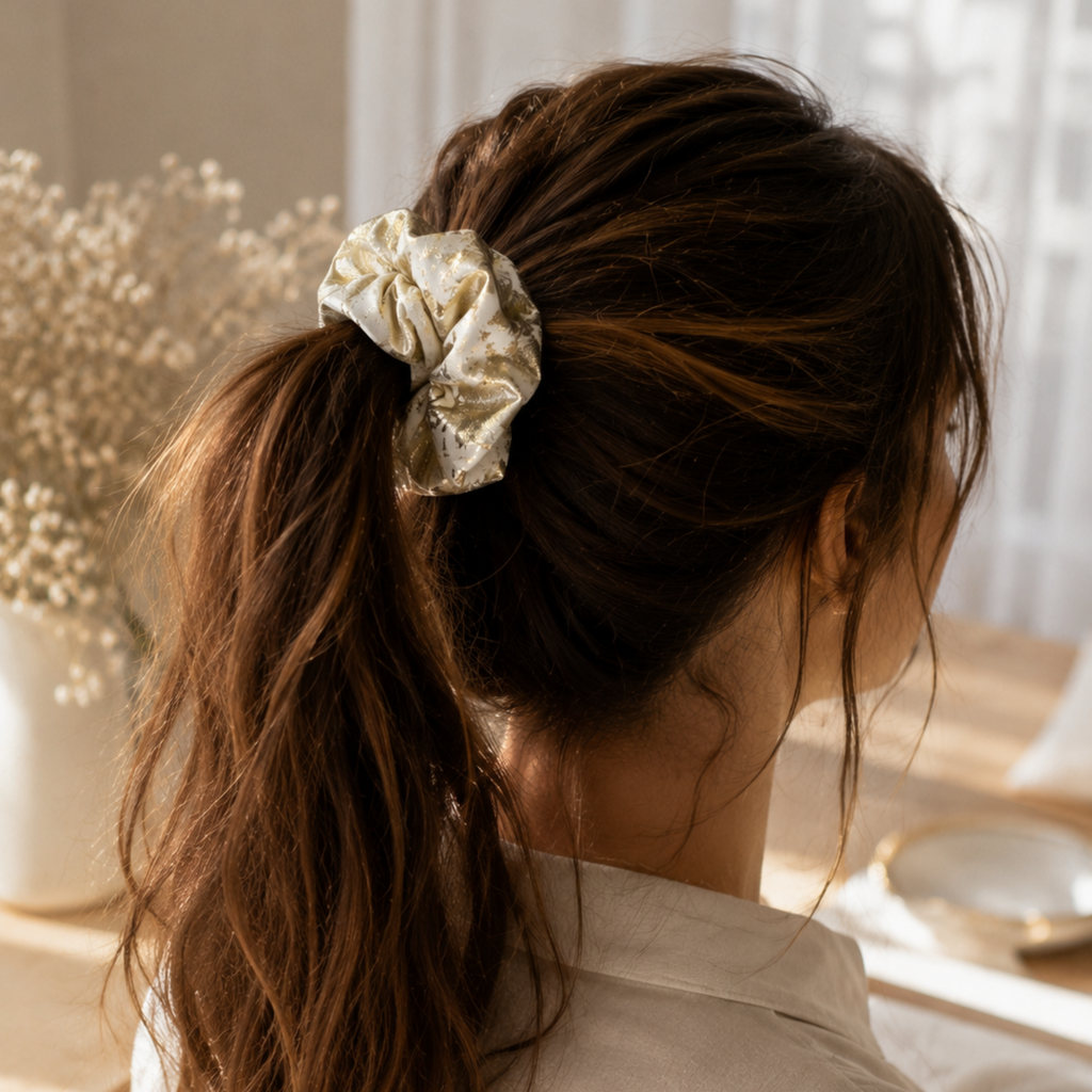 Champagne Gold Satin Scrunchie