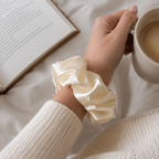 Buttercream Bloom Scrunchie – Handmade Satin Hair Scrunchie