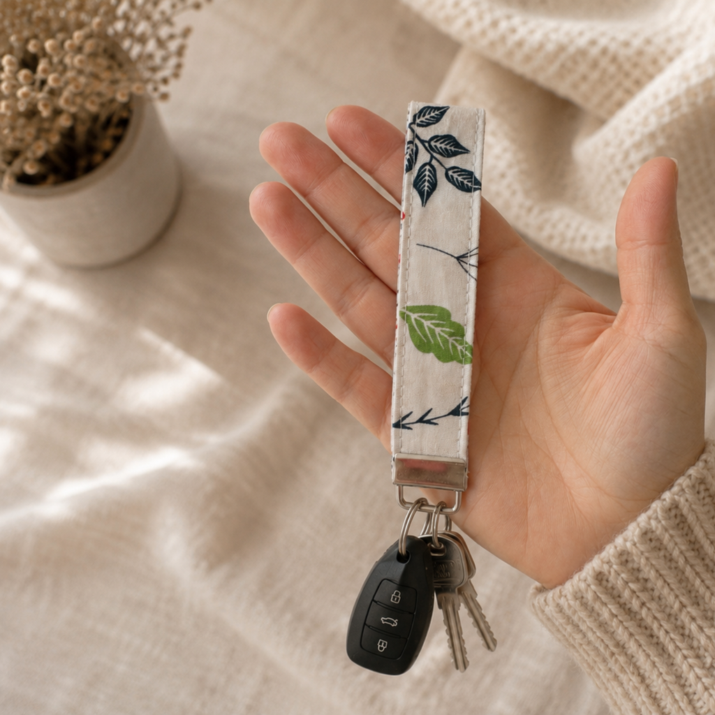 Butterfly Kisses – Handmade Fabric Wristlet Keychain