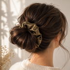 Olive Luxe Large Satin Scrunchie - Handmade