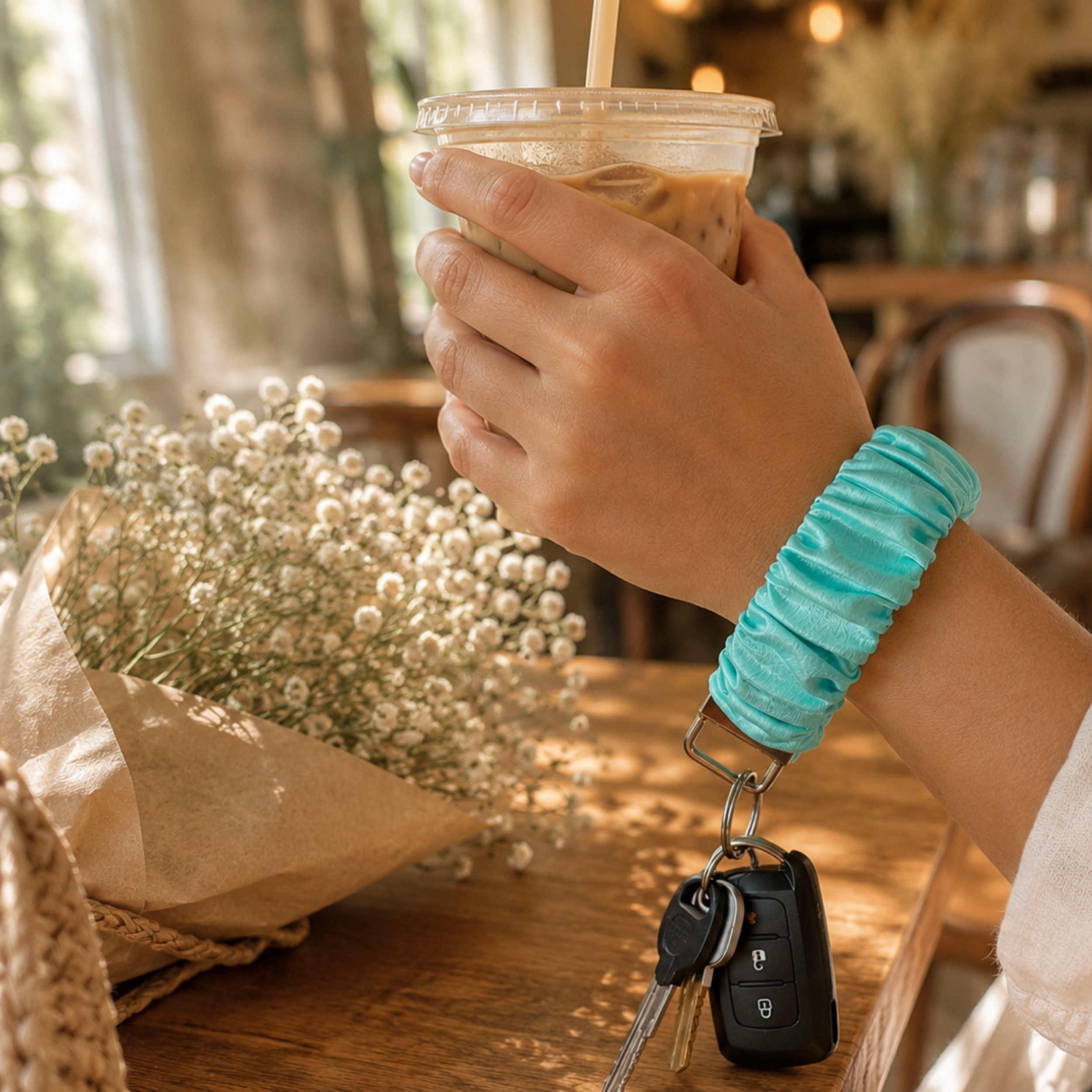Frosted Bloom Wristlet Keychain