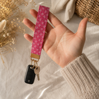 Pink Gold Flake Wristlet Keychain
