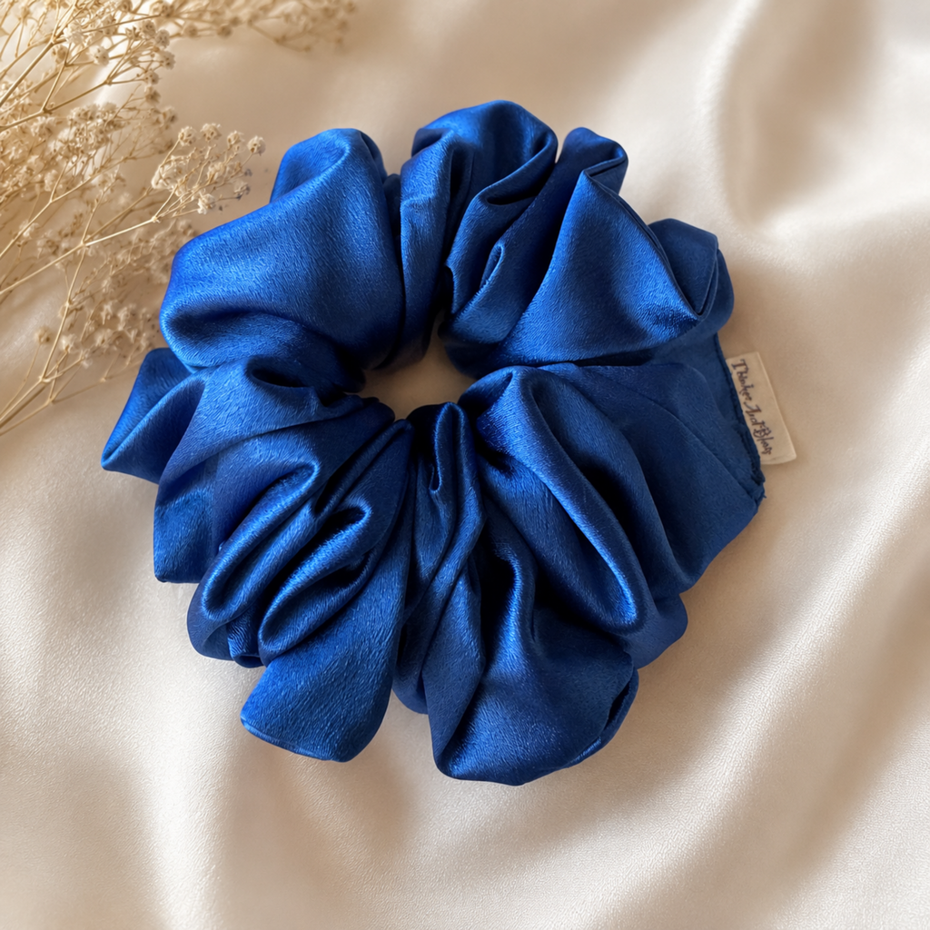 Royal Blue Satin Scrunchie