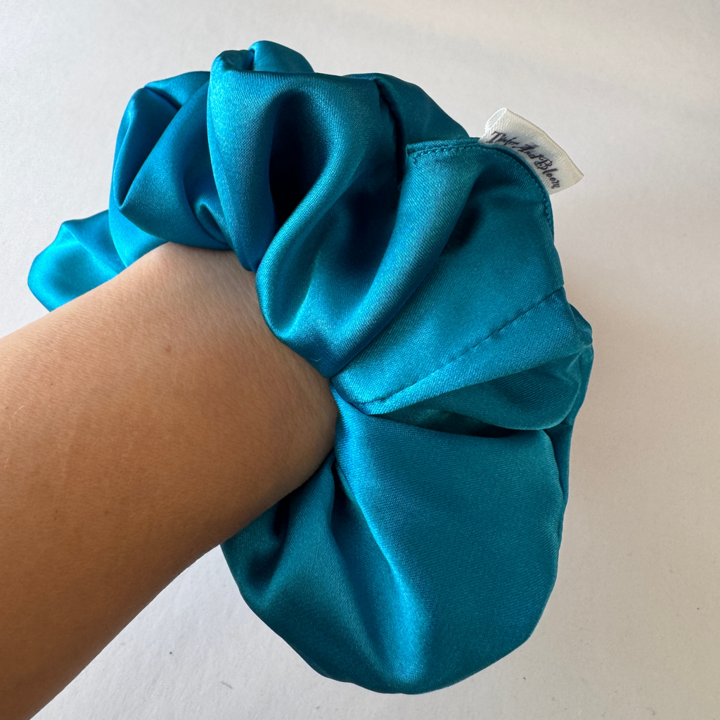 Blue Lagoon Satin Scrunchie