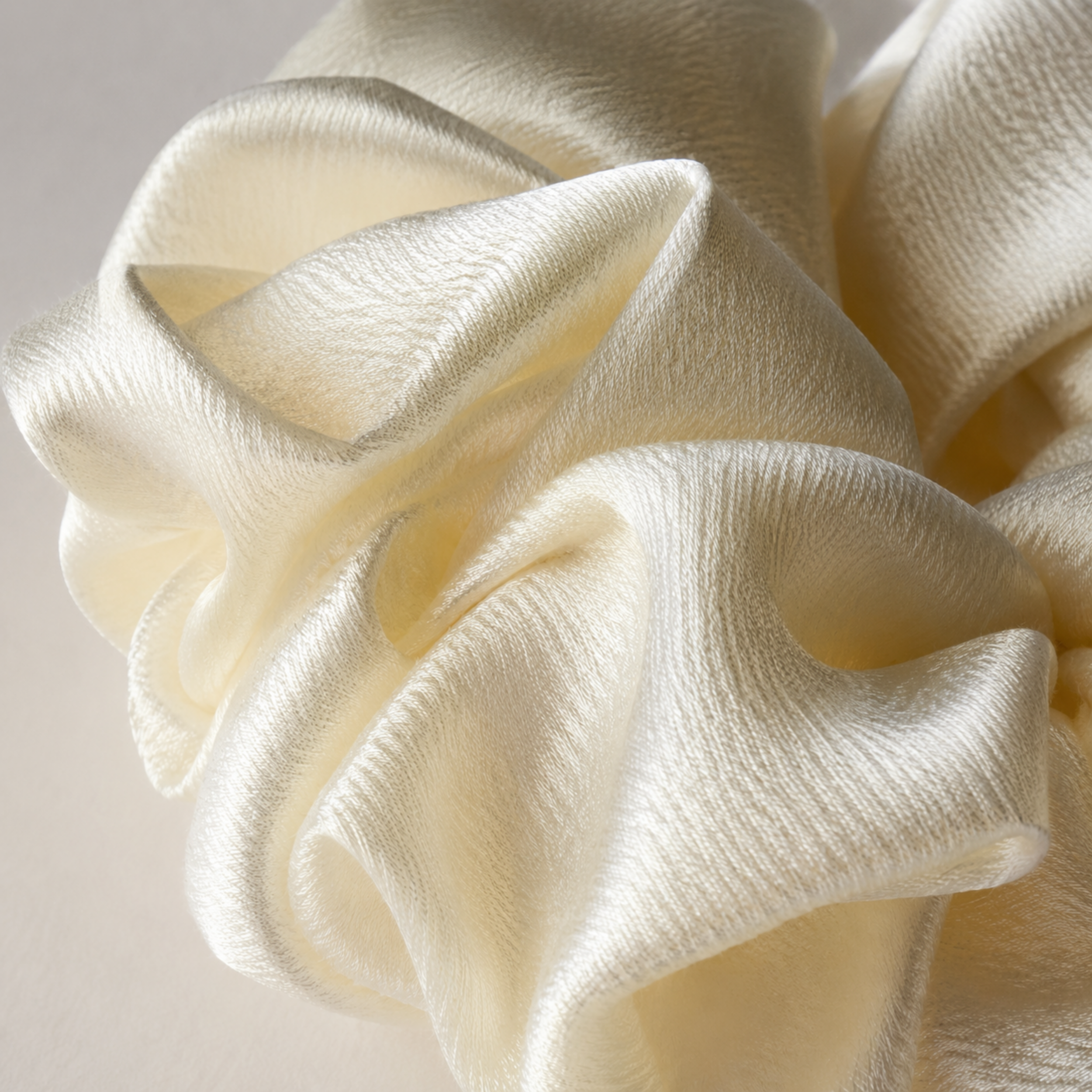 Buttercream Bloom Scrunchie – Handmade Satin Hair Scrunchie