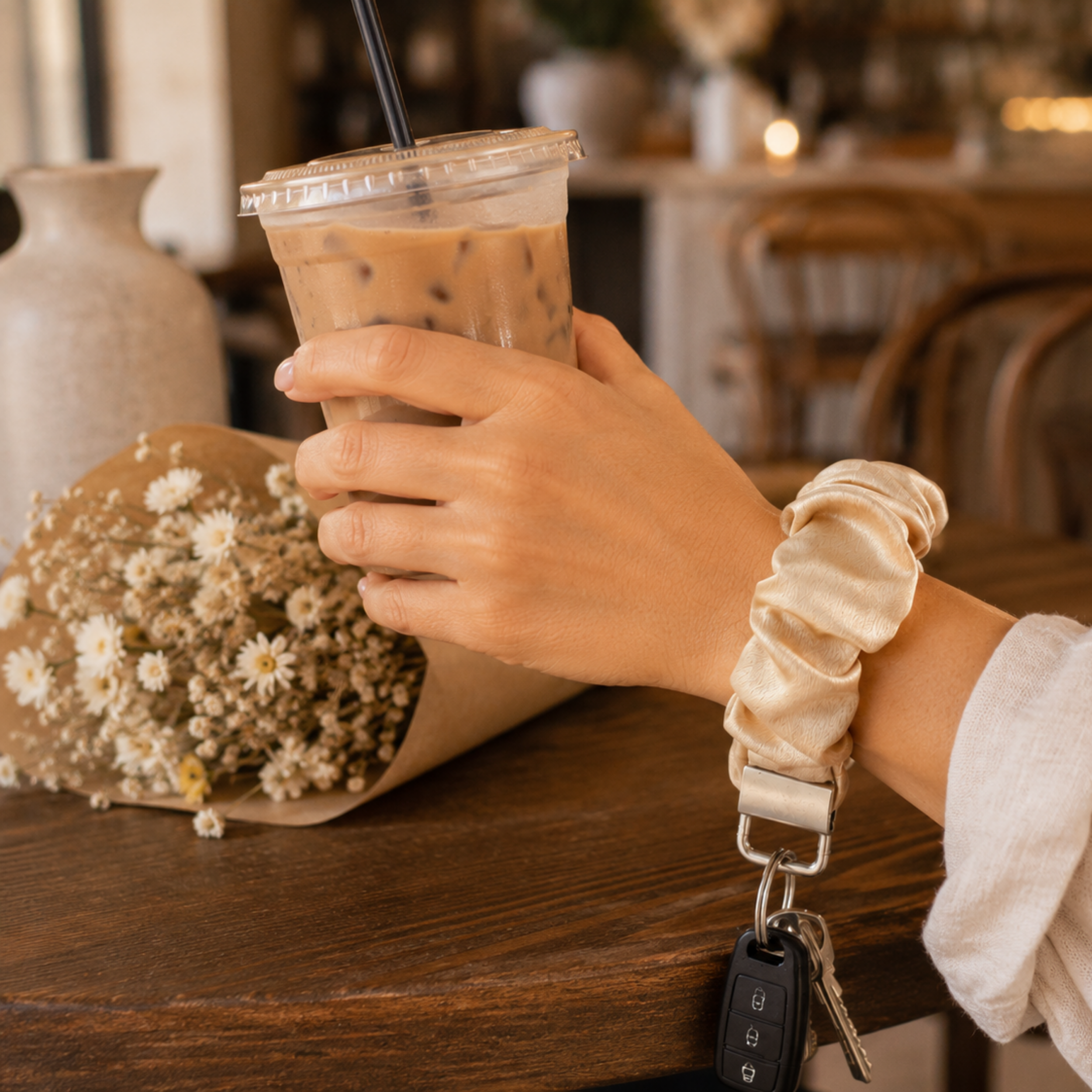 Dusty Pearl Wristlet Keychain
