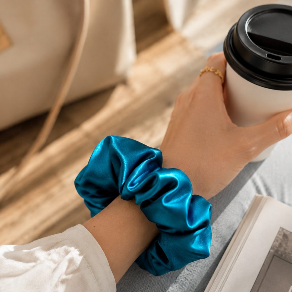 Blue Lagoon Satin Scrunchie