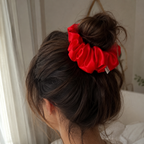Crimson Kiss Satin Scrunchie
