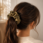 Olive Luxe Large Satin Scrunchie - Handmade