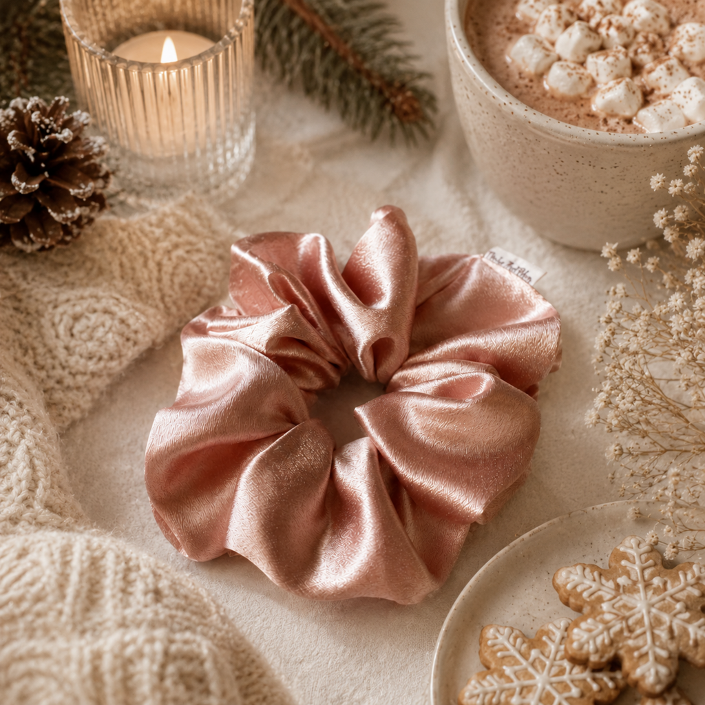 Pink Blush Satin Scrunchie