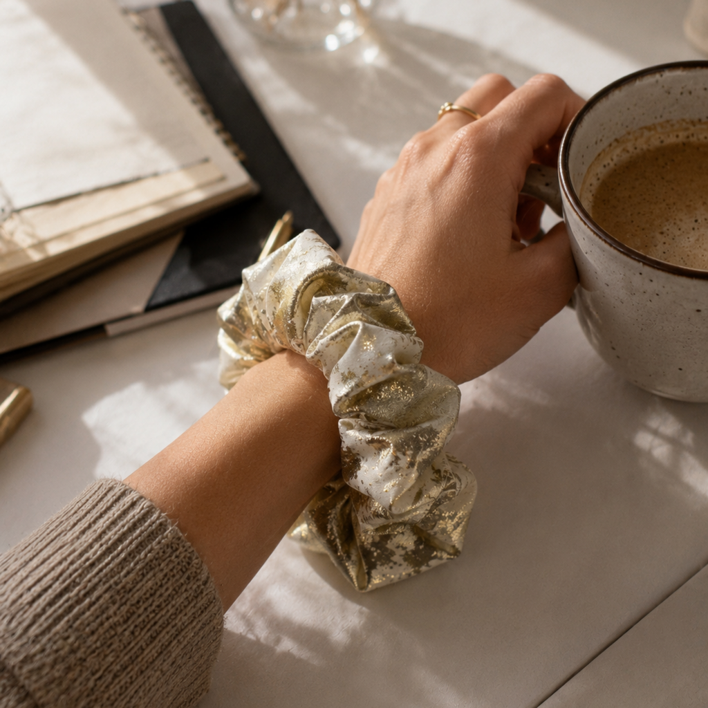 Champagne Gold Satin Scrunchie