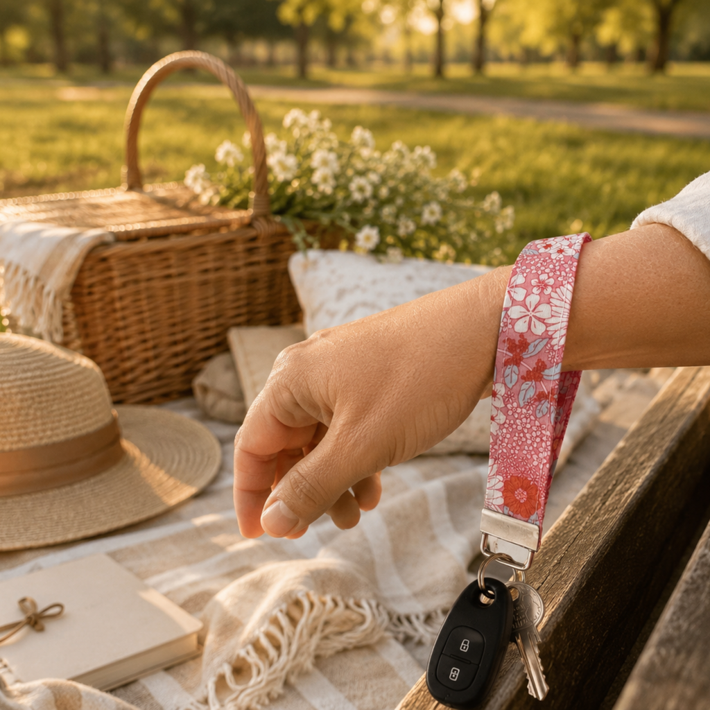 Sunset Bloom Wristlet Keychain