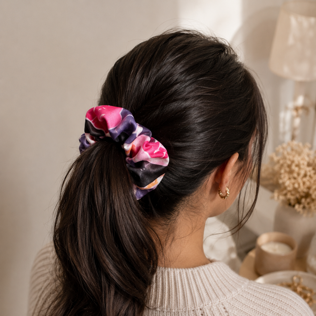 Wild Bloom Scrunchie – Large Handmade Floral Scrunchie