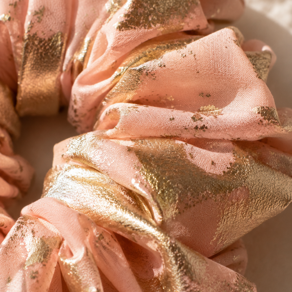 Gilded Blush Satin Scrunchie