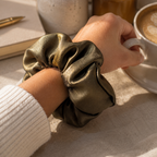 Olive Luxe Large Satin Scrunchie - Handmade
