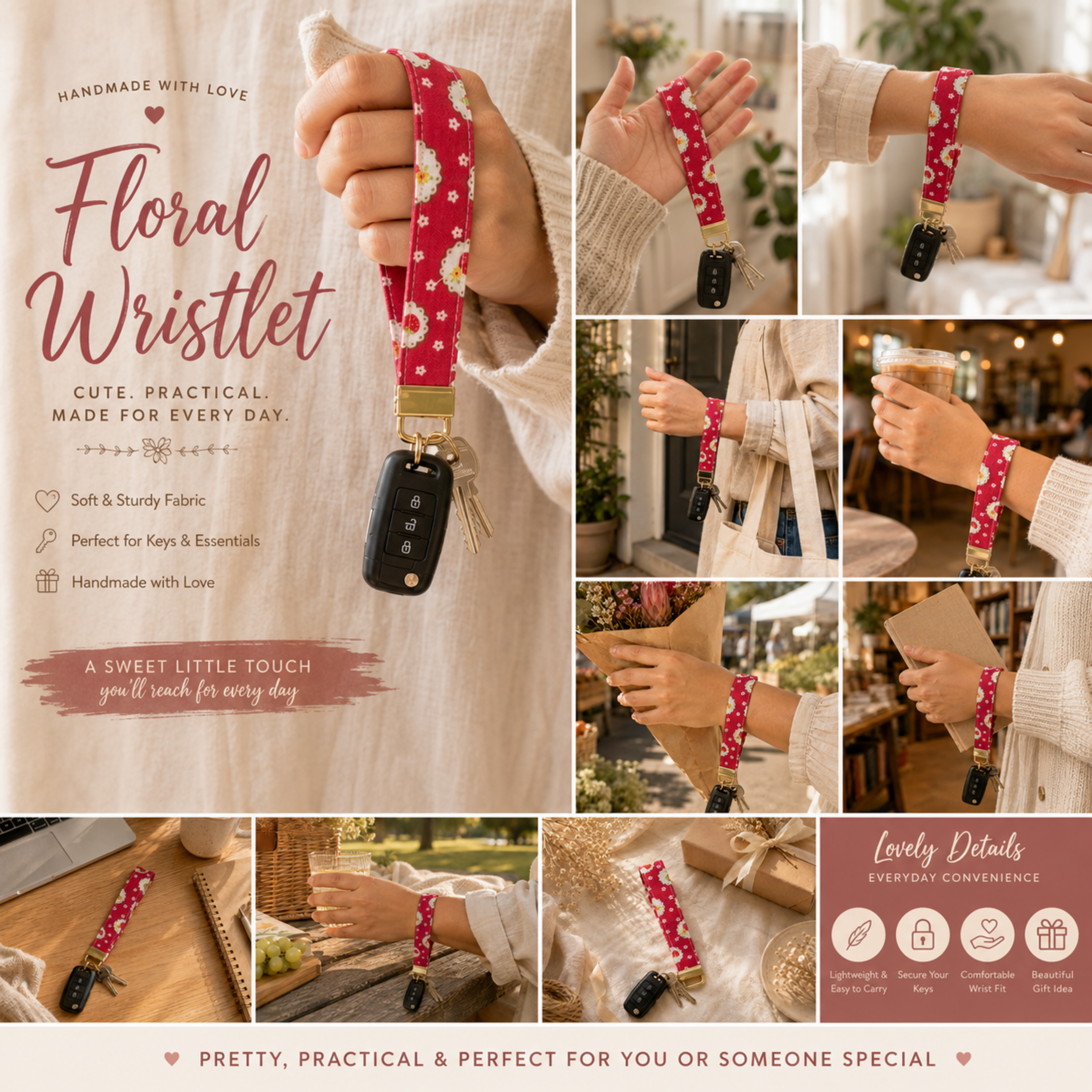 Strawberry Jam Wristlet Keychain