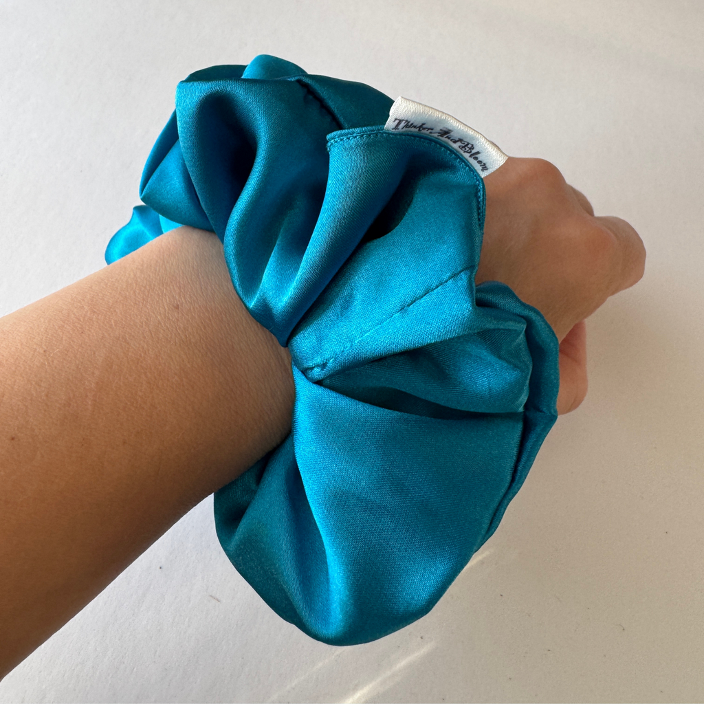 Blue Lagoon Satin Scrunchie