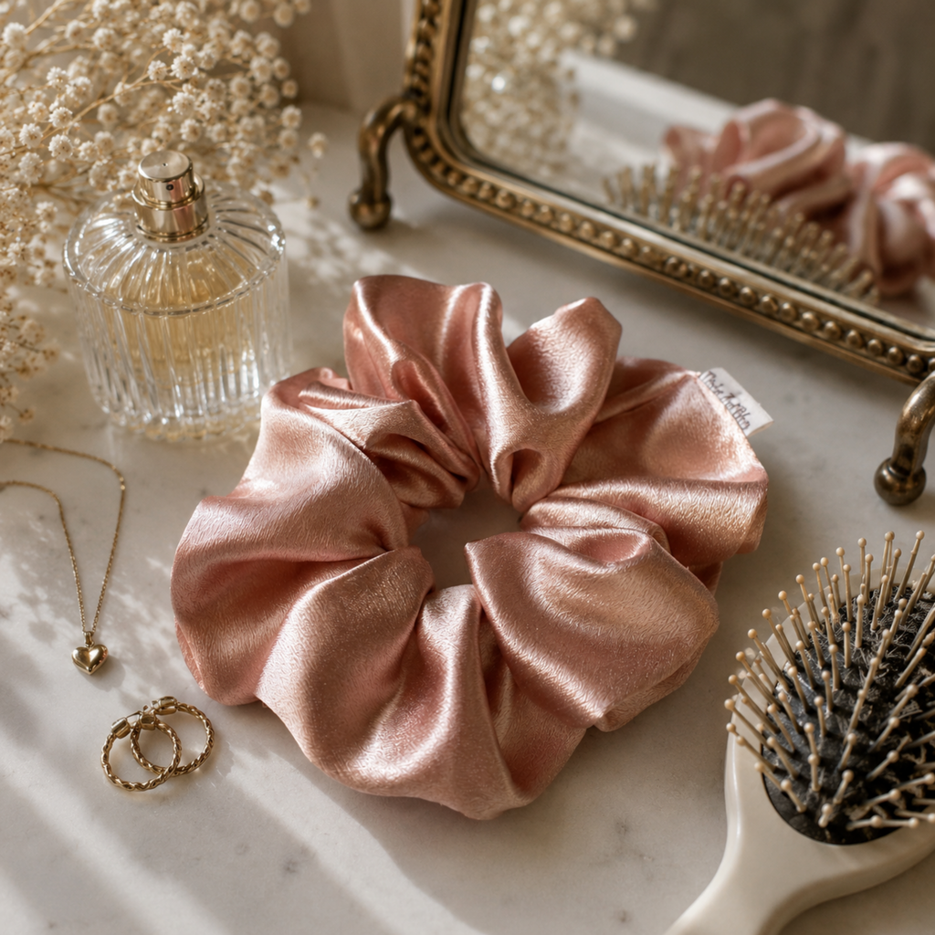 Pink Blush Satin Scrunchie