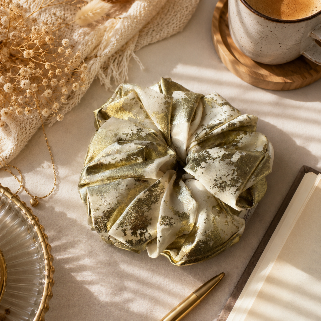 Champagne Gold Satin Scrunchie