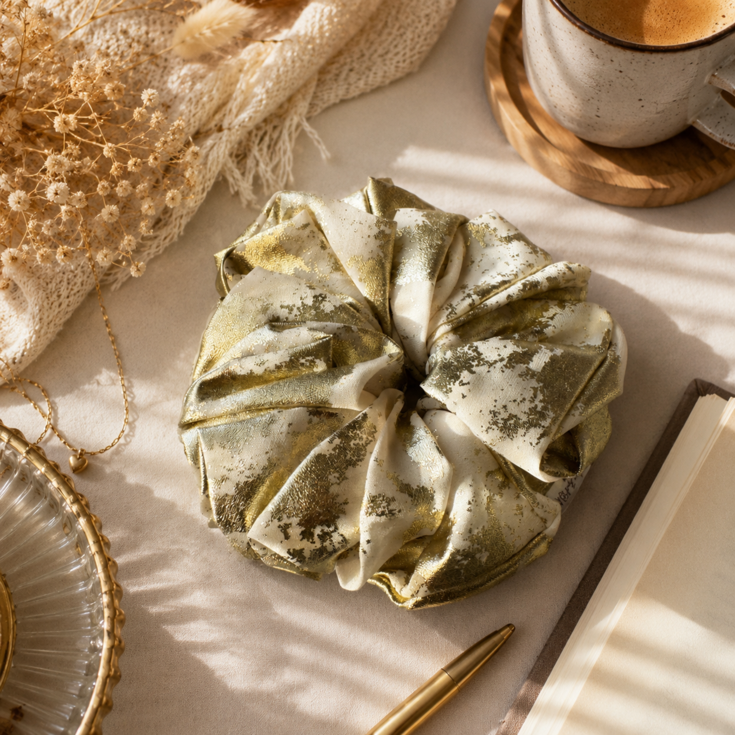 Champagne Gold Satin Scrunchie
