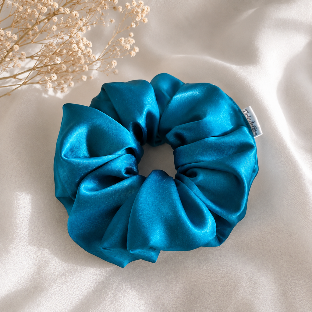Blue Lagoon Satin Scrunchie