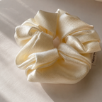 Buttercream Bloom Scrunchie – Handmade Satin Hair Scrunchie