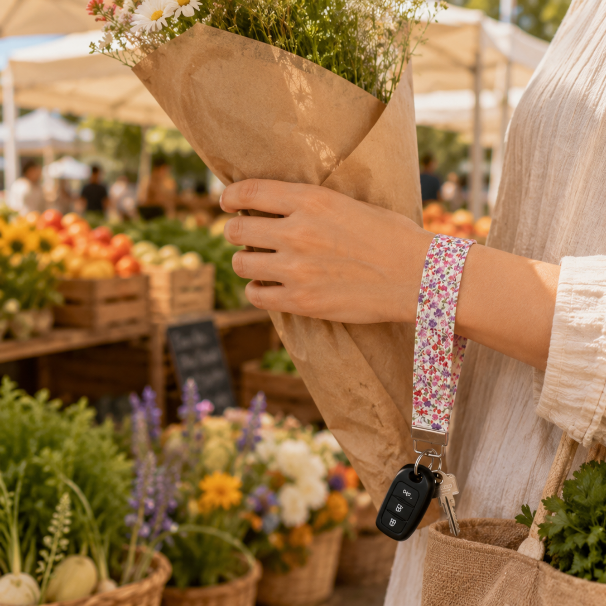 Lavender Field Wristlet Keychain