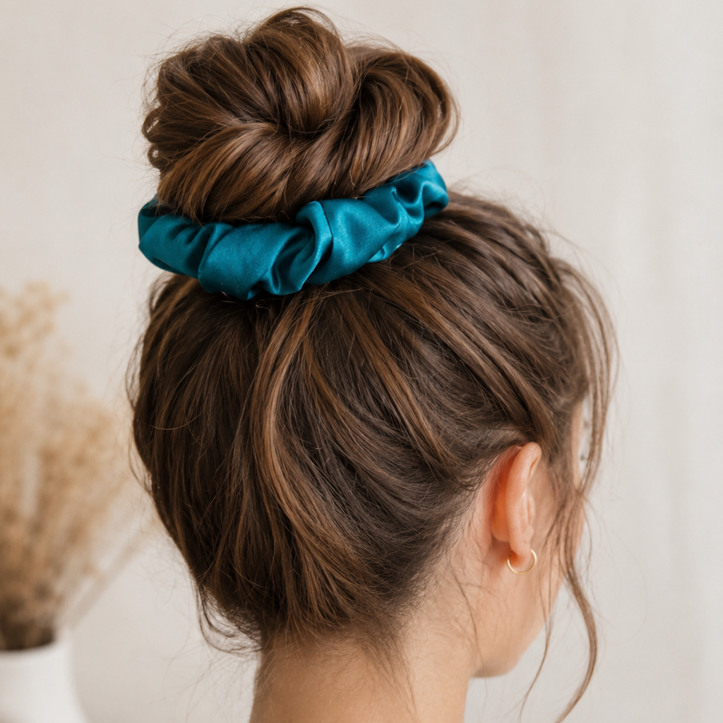 Blue Lagoon Satin Scrunchie