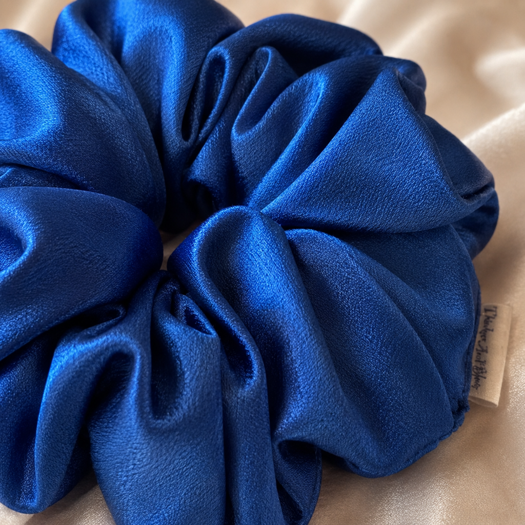 Royal Blue Satin Scrunchie