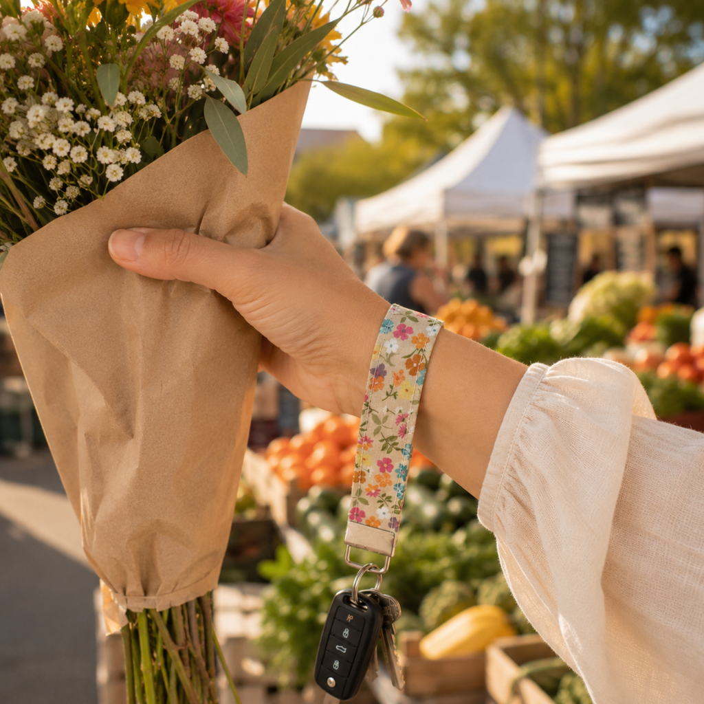 Wildflower Spritz Wristlet Keychain
